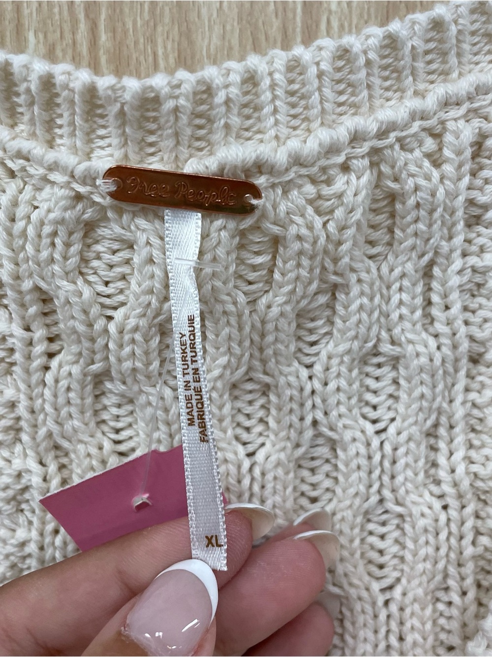 Free people Cream cable knit top size XL - Picture 2 of 5